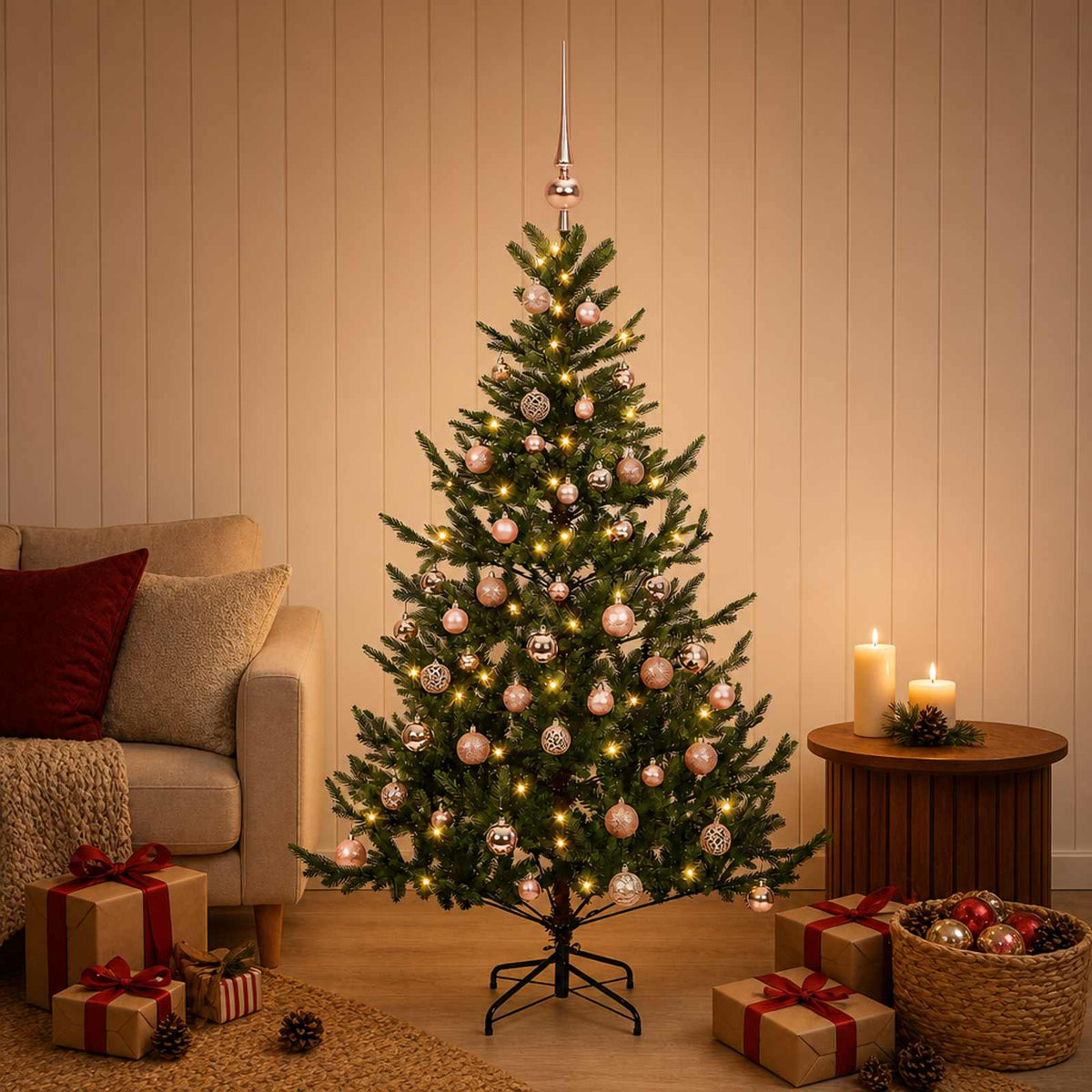 Dirbtinė kalėdinė eglutė su rutuliuku 120 cm 150 LED