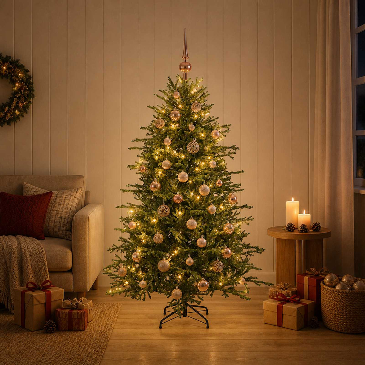 Dirbtinė kalėdinė eglutė su rutuliuku 120 cm 150 LED