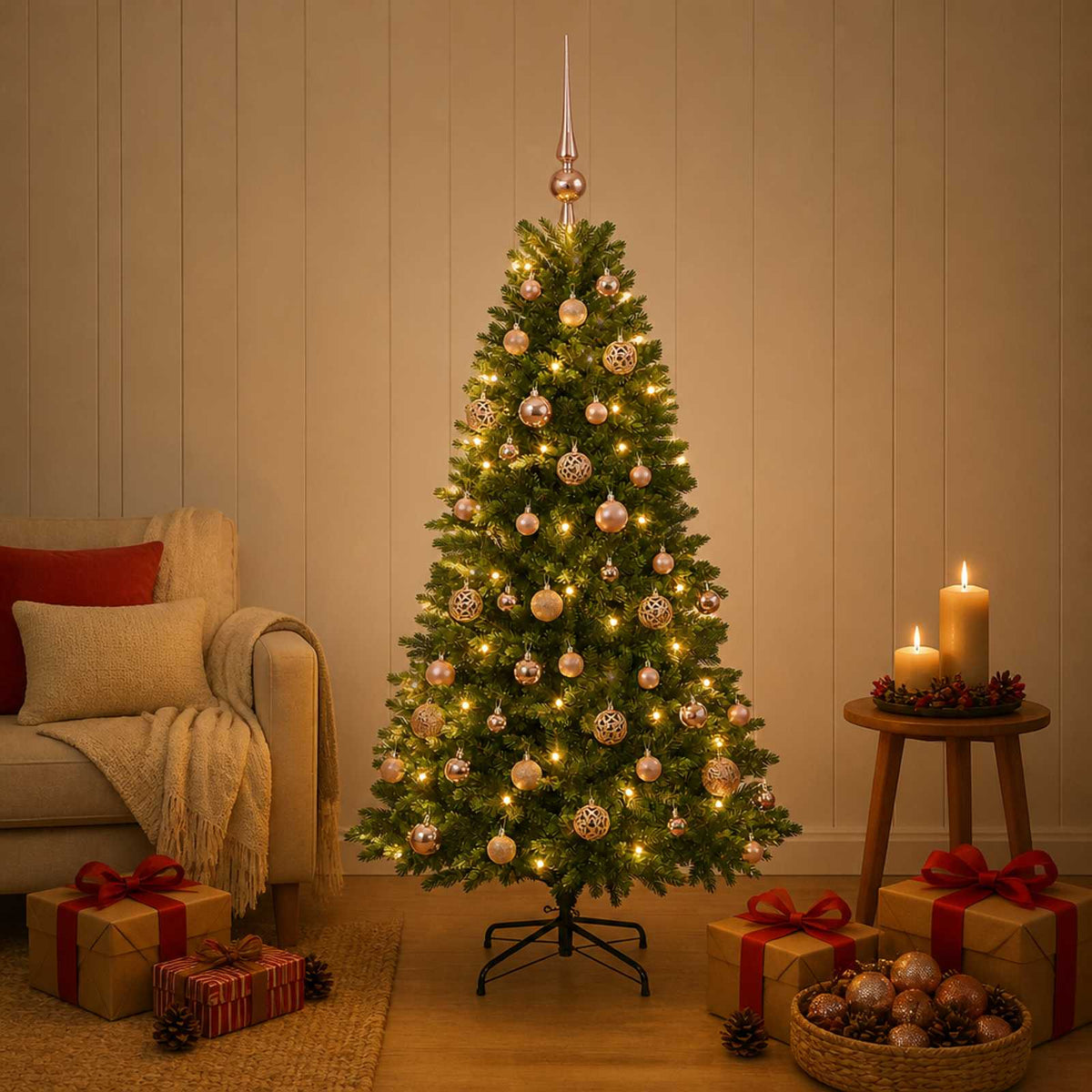 Dirbtinė Kalėdų eglutė su burbulais 120 cm 150 LED Šilta balta