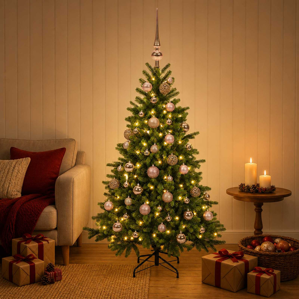 Dirbtinė kalėdinė eglutė su rutuliuku 120 cm 150 LED