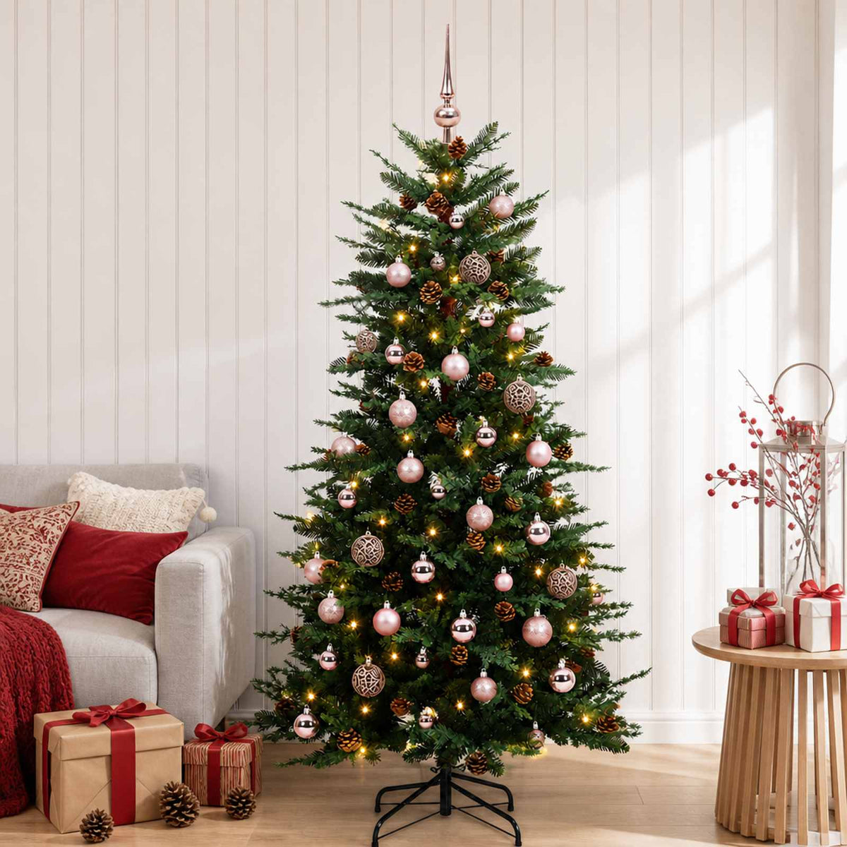 Dirbtinė Sulankstoma Kalėdų Eglutė 120 cm 150 LED Šilta balta
