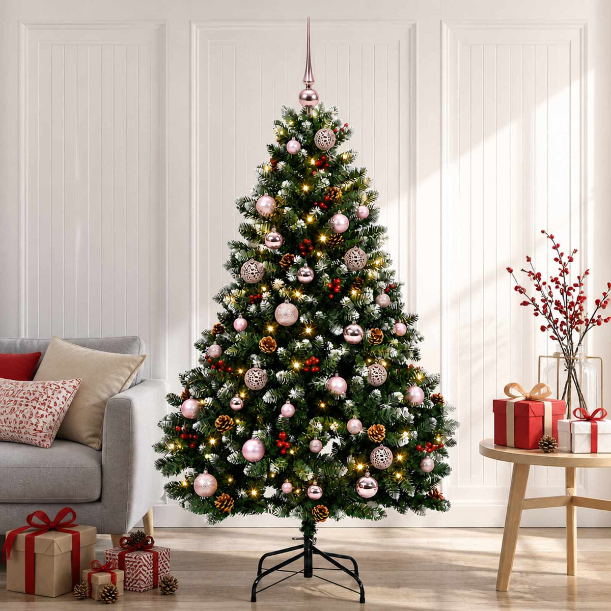 Dirbtinė Kalėdų eglutė, žalia, su žaisliukais 180 cm 300 LED