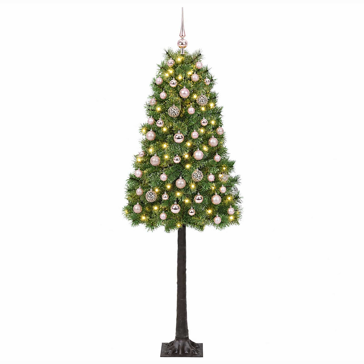 Dirbtinė eglutė su lankstomomis šakomis ir bumbulais 120 cm