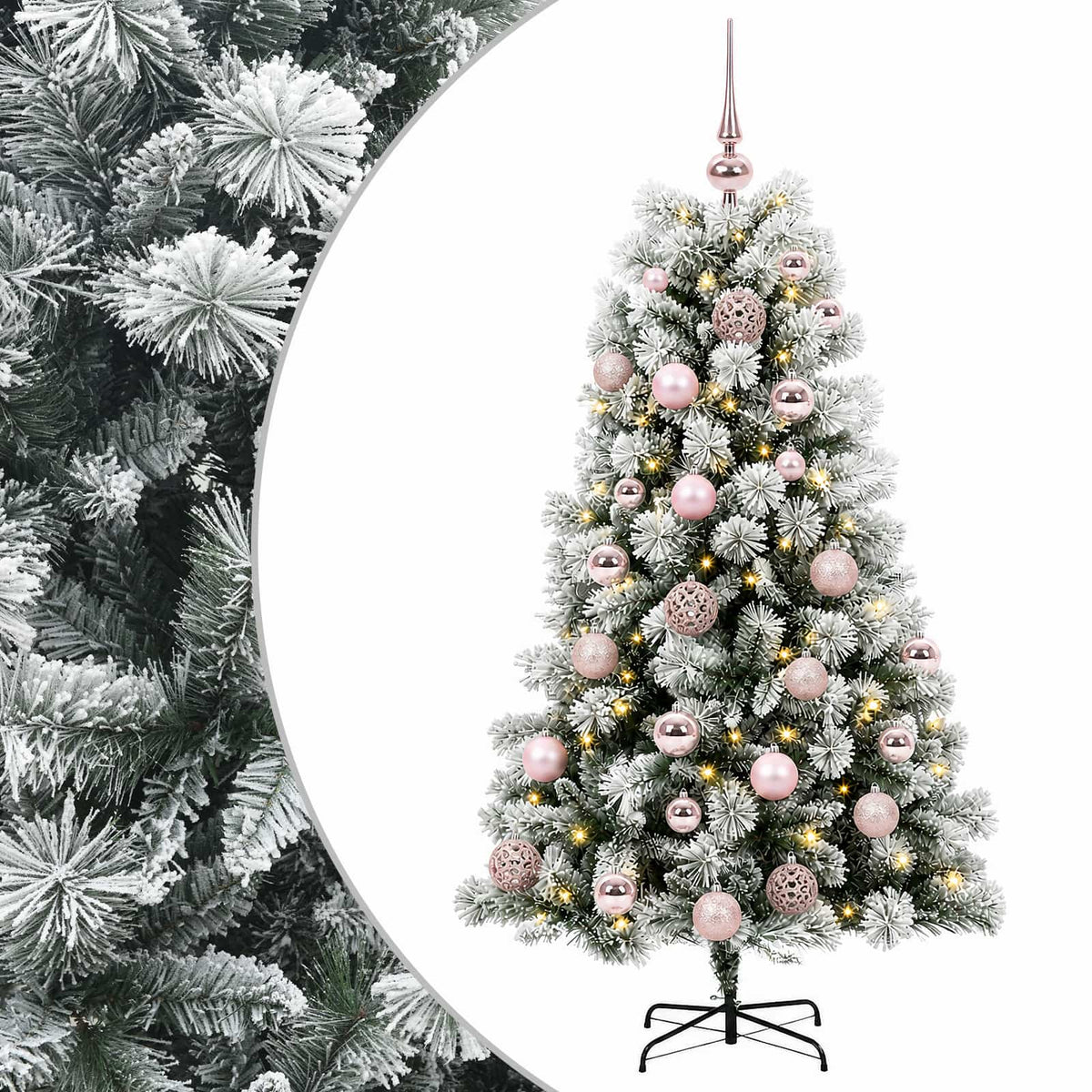 Dirbtinė eglutė su lankstomomis šakomis ir bumbulais 150 cm