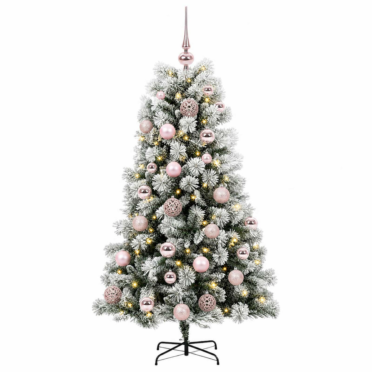 Dirbtinė eglutė su lankstomomis šakomis ir bumbulais 150 cm