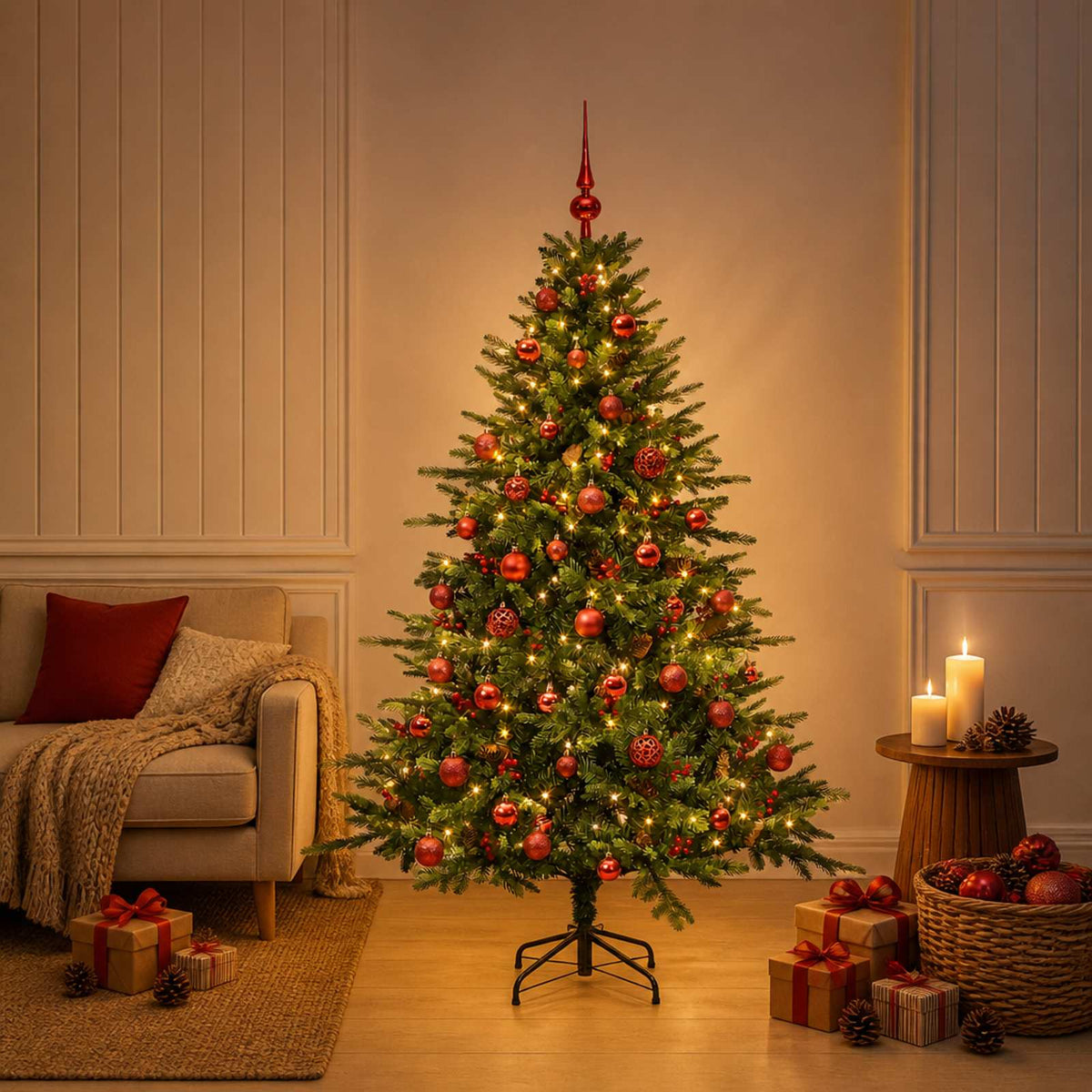Dirbtinė kalėdinė eglutė su rutuliuku 120 cm 150 LED