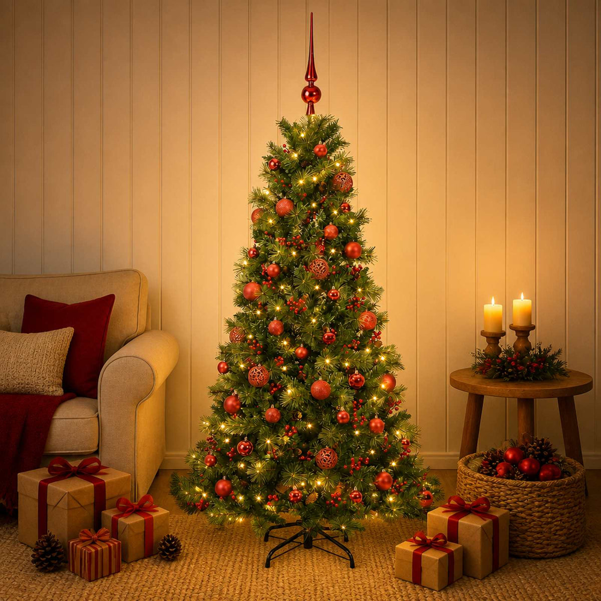 Dirbtinė kalėdinė eglutė su rutuliuku 120 cm 150 LED
