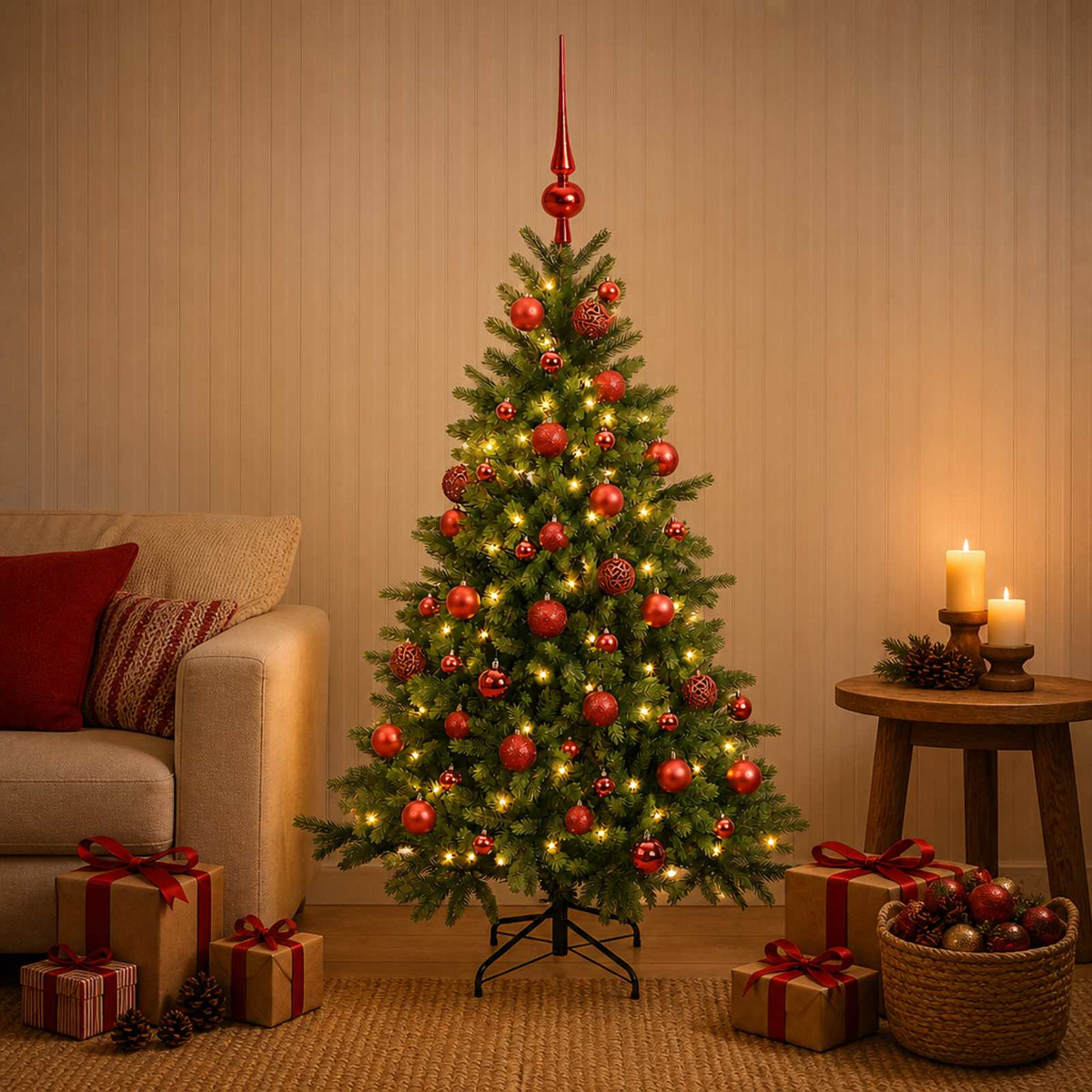 Dirbtinė kalėdinė eglutė su rutuliuku 120 cm 150 LED