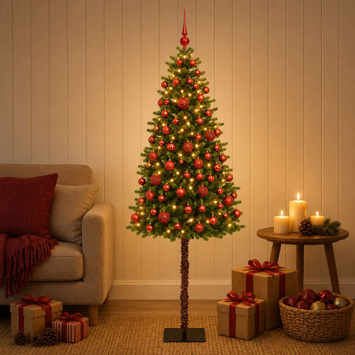 Dirbtinė Kalėdų eglutė su burbulais 180 cm 300 LED Šilta balta
