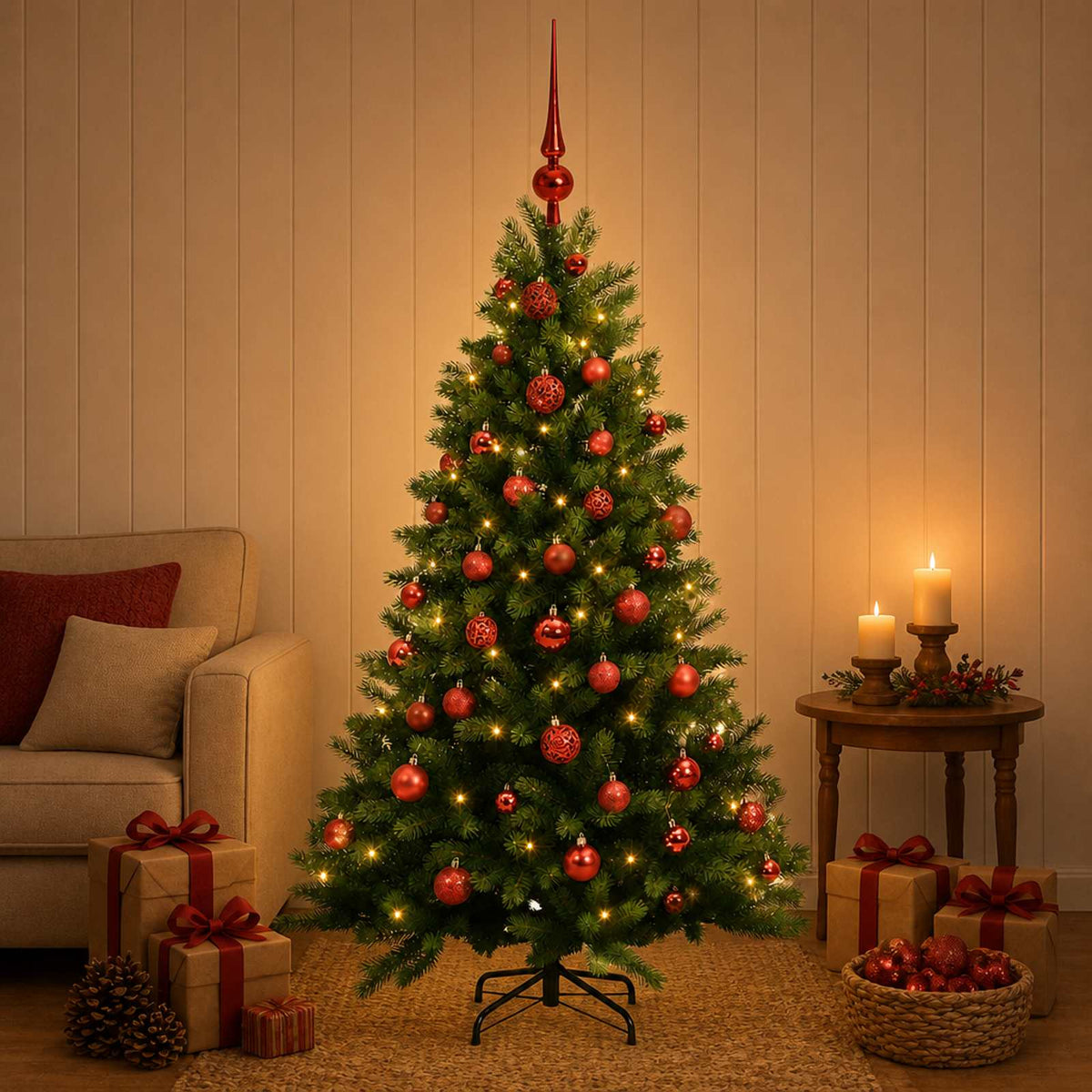 Dirbtinė Kalėdų eglutė su burbulais 120 cm 150 LED Šilta balta