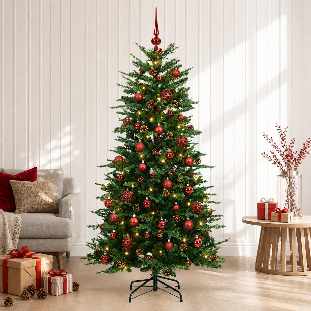 Dirbtinė Sulankstoma Kalėdų Eglutė 120 cm 150 LED Šilta balta