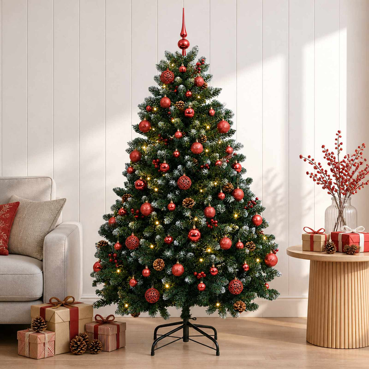 Dirbtinė žalia Kalėdų eglutė su žaisliuku 150 cm 150 LED