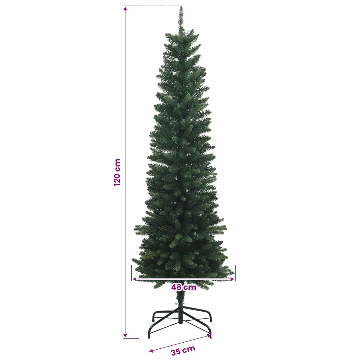 Dirbtinė siaura kalėdinė eglutė su žaisliuku 120 cm 150 LED