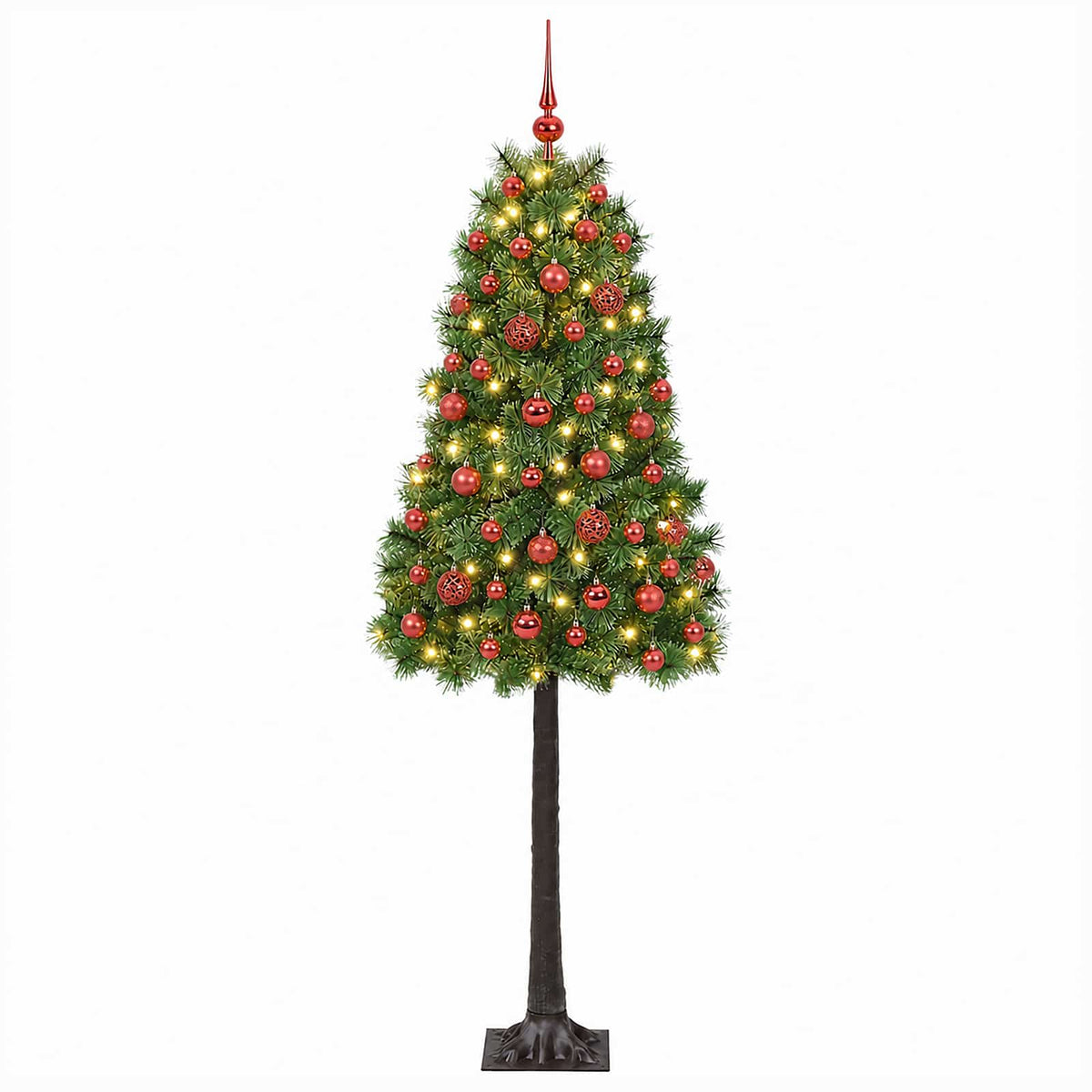 Dirbtinė eglutė su lankstomomis šakomis ir bumbulais 120 cm