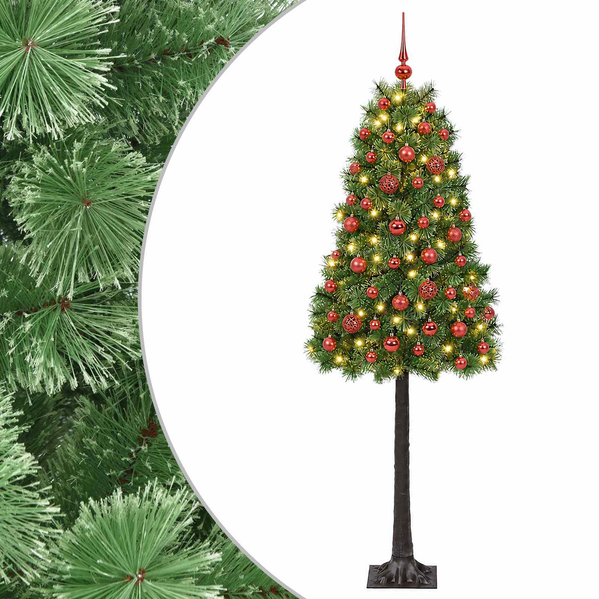 Dirbtinė eglutė su lankstomomis šakomis ir bumbulais 150 cm