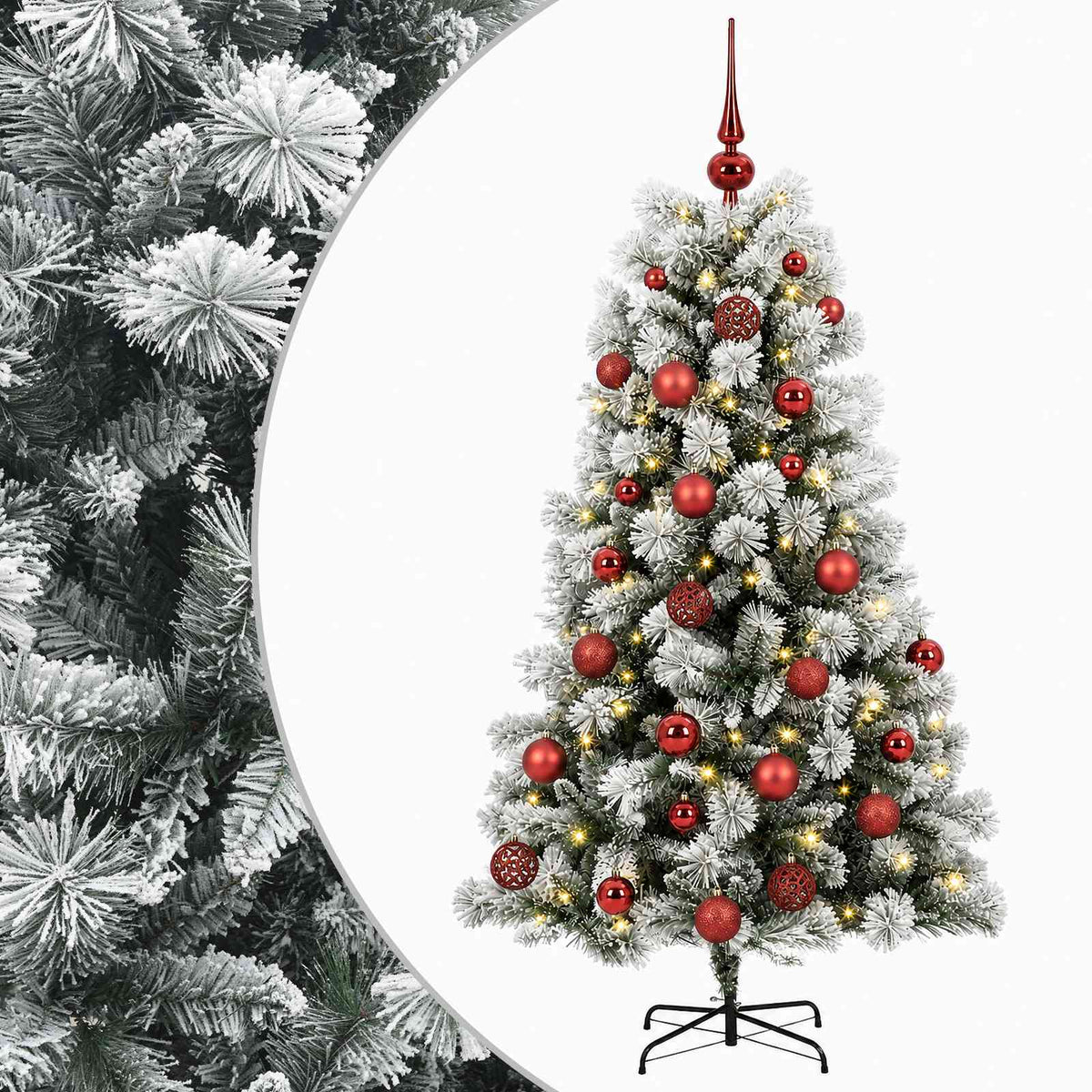 Dirbtinė eglutė su lankstomomis šakomis ir bumbulais 150 cm