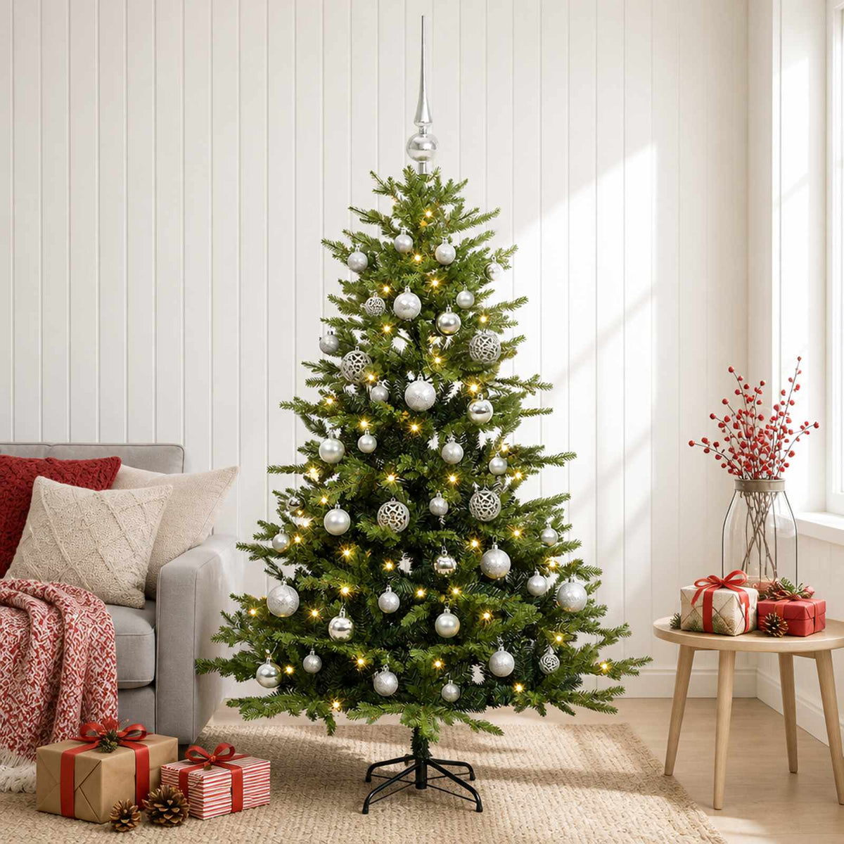 Dirbtinė kalėdinė eglutė su rutuliuku 120 cm 150 LED