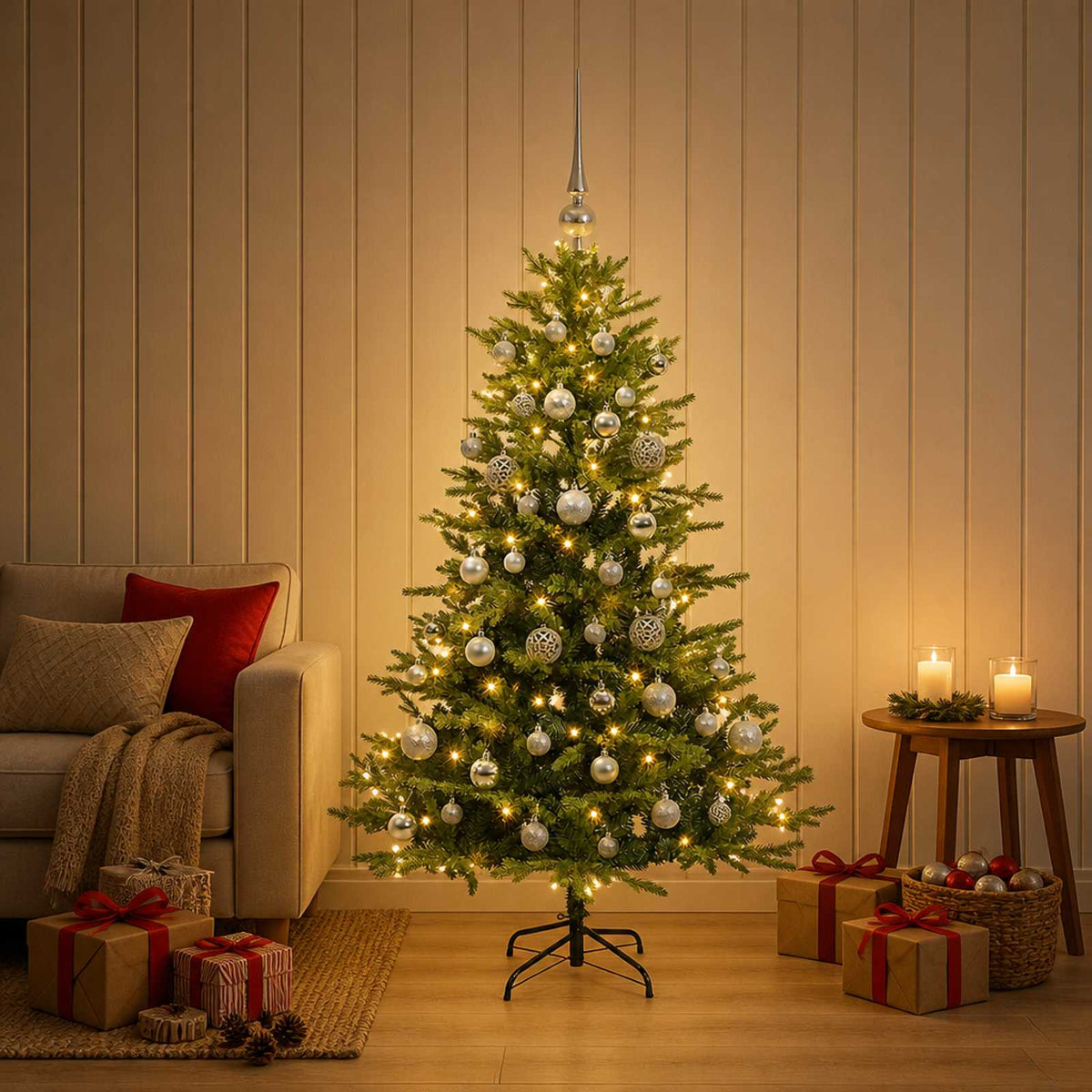 Dirbtinė Kalėdų eglutė su burbulais 150 cm 150 LED Šilta balta