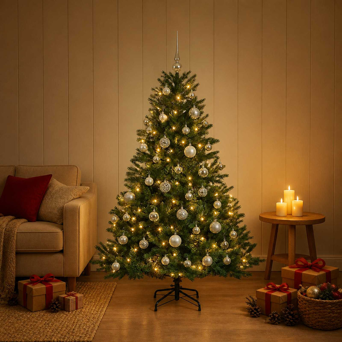 Dirbtinė kalėdinė eglutė su rutuliuku 150 cm 150 LED