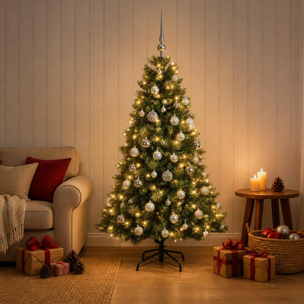 Dirbtinė kalėdinė eglutė su rutuliuku 150 cm 150 LED