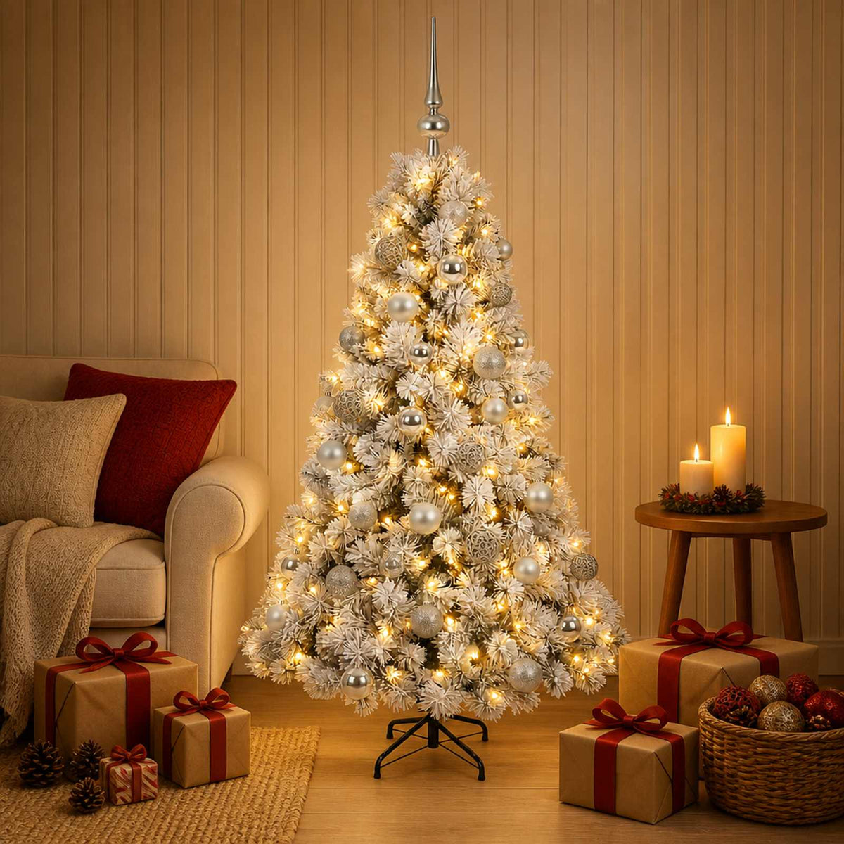 Dirbtinė kalėdinė eglutė su rutuliuku 120 cm 150 LED