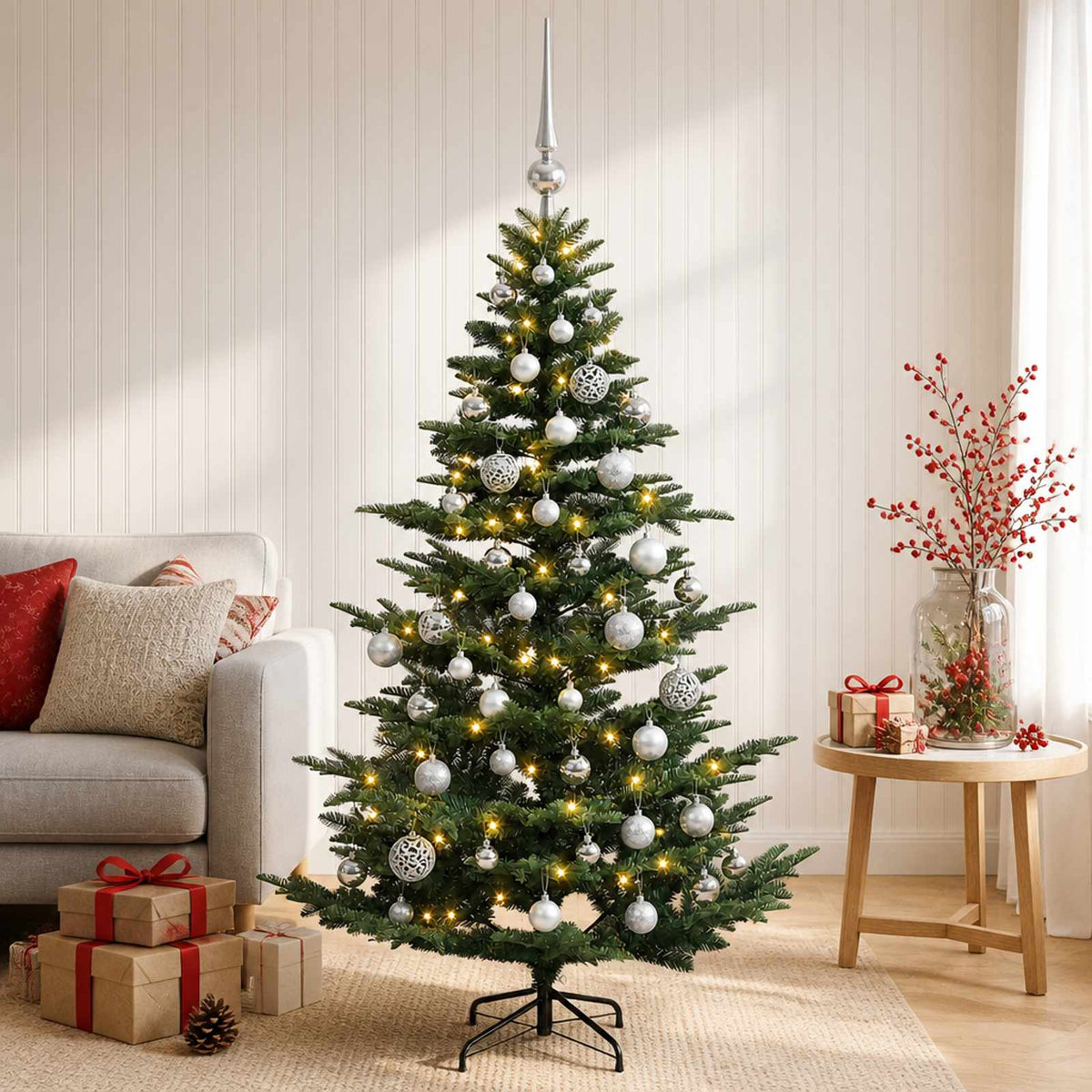 Dirbtinė kalėdinė eglutė su rutuliuku 150 cm 150 LED