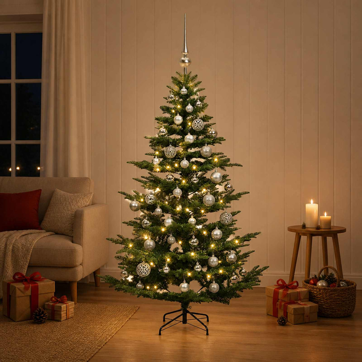 Dirbtinė kalėdinė eglutė su rutuliuku 150 cm 150 LED