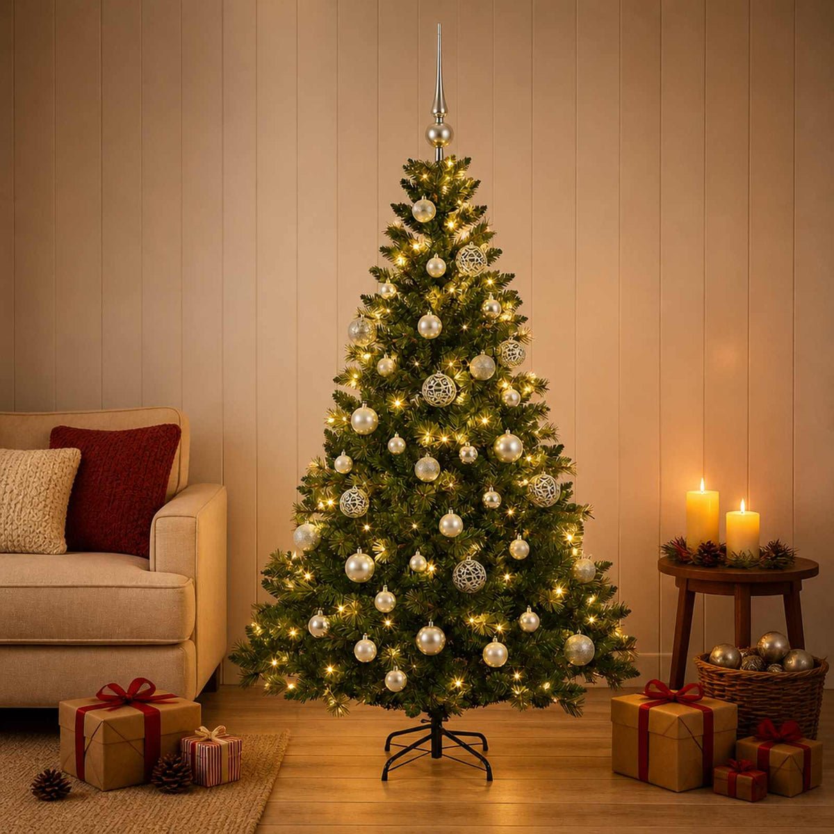 Dirbtinė Kalėdų eglutė su burbulais 120 cm 150 LED Šilta balta