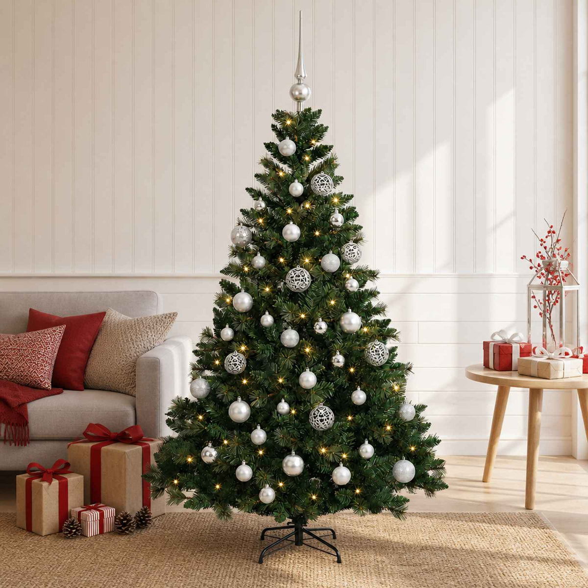 Dirbtinė Kalėdų eglutė su burbulais 120 cm 150 LED Šilta balta