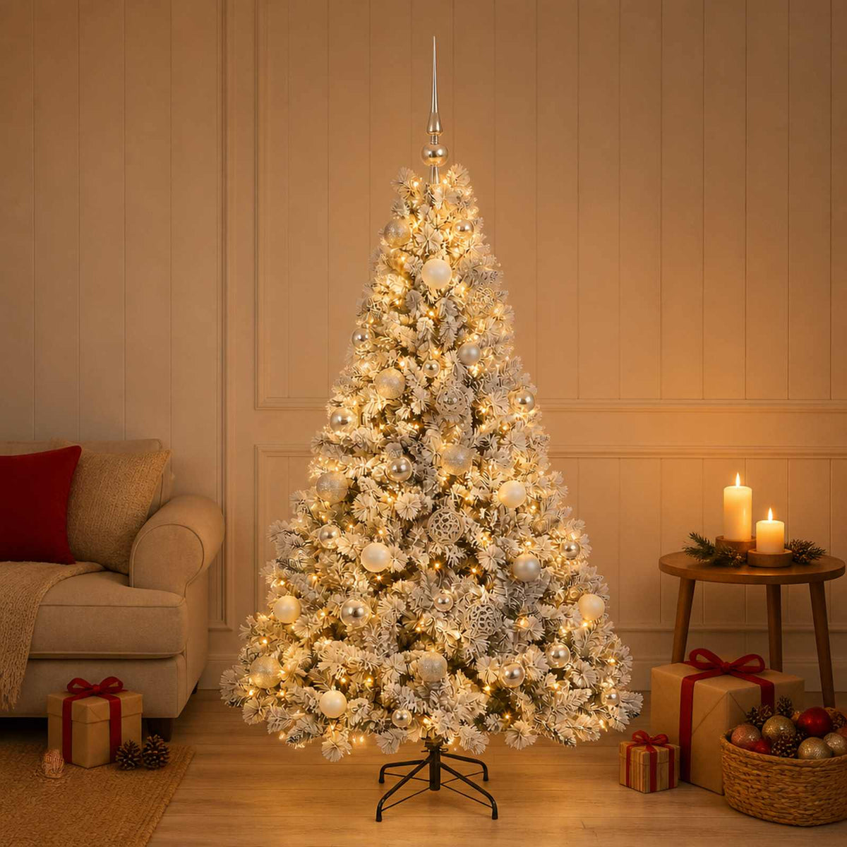 Dirbtinė Kalėdų eglutė su burbulais 120 cm 150 LED Šilta balta