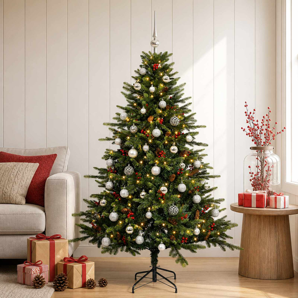 Dirbtinė kalėdinė eglutė su rutuliuku 120 cm 150 LED