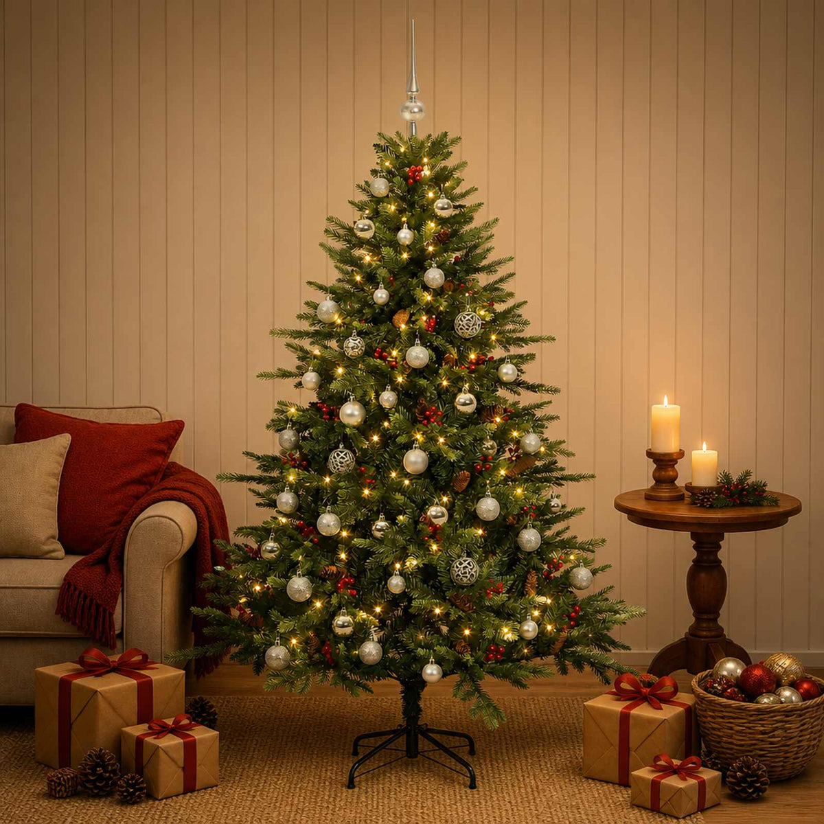 Dirbtinė kalėdinė eglutė su rutuliuku 150 cm 150 LED