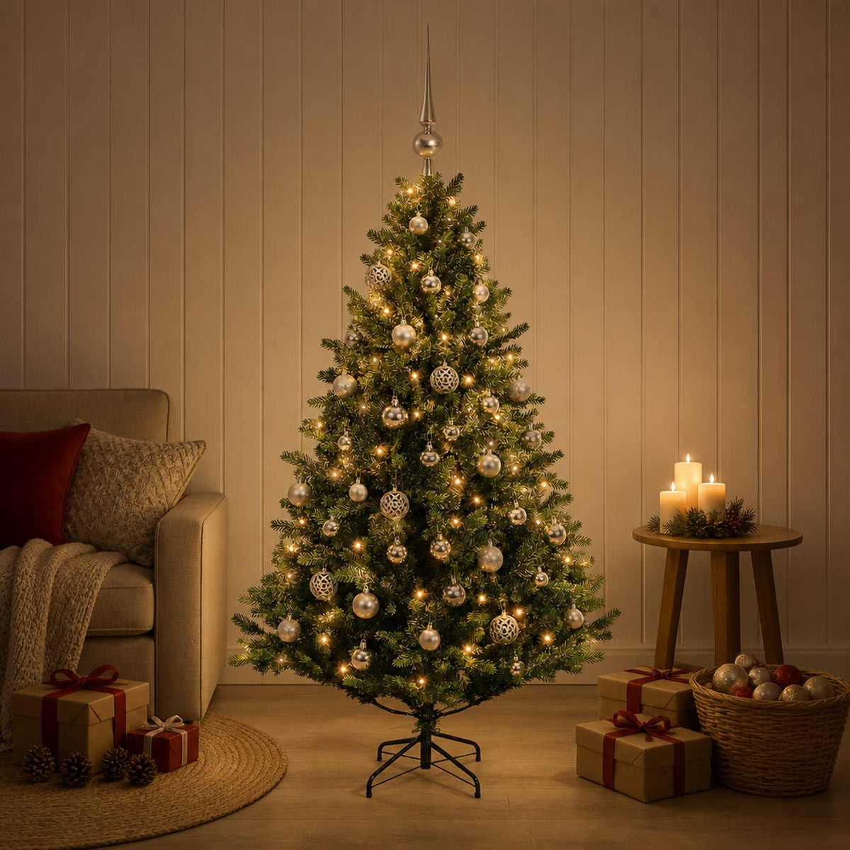 Dirbtinė Kalėdų eglutė su burbulais 150 cm 150 LED Šilta balta
