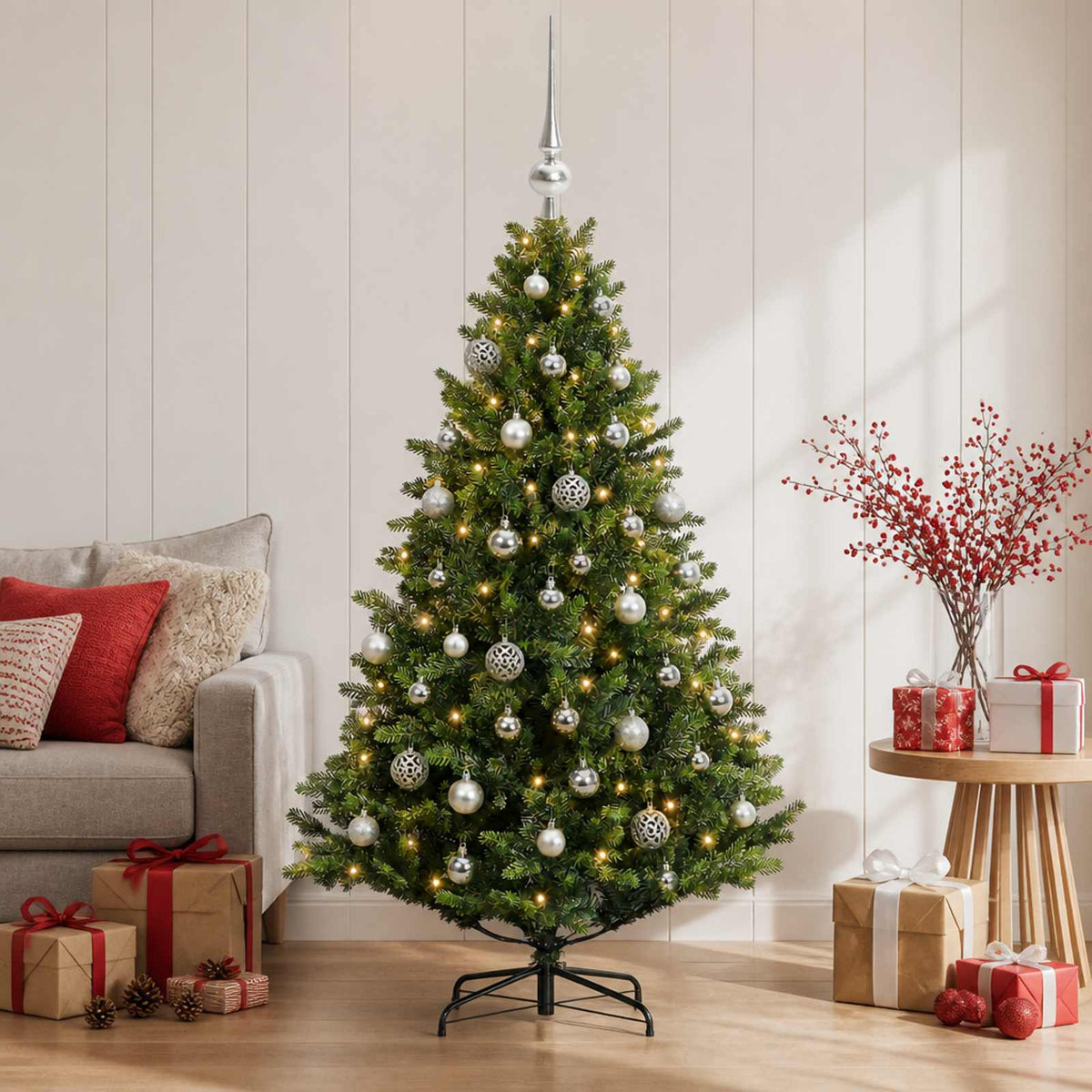 Dirbtinė Kalėdų eglutė su burbulais 150 cm 150 LED Šilta balta