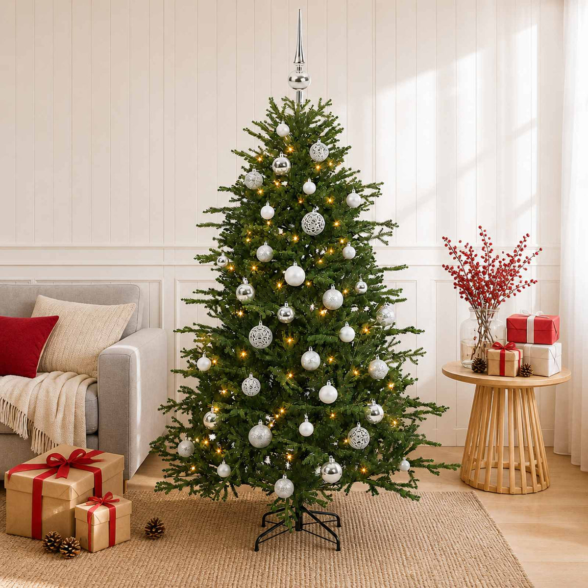 Dirbtinė kalėdinė eglutė su rutuliuku 120 cm 150 LED