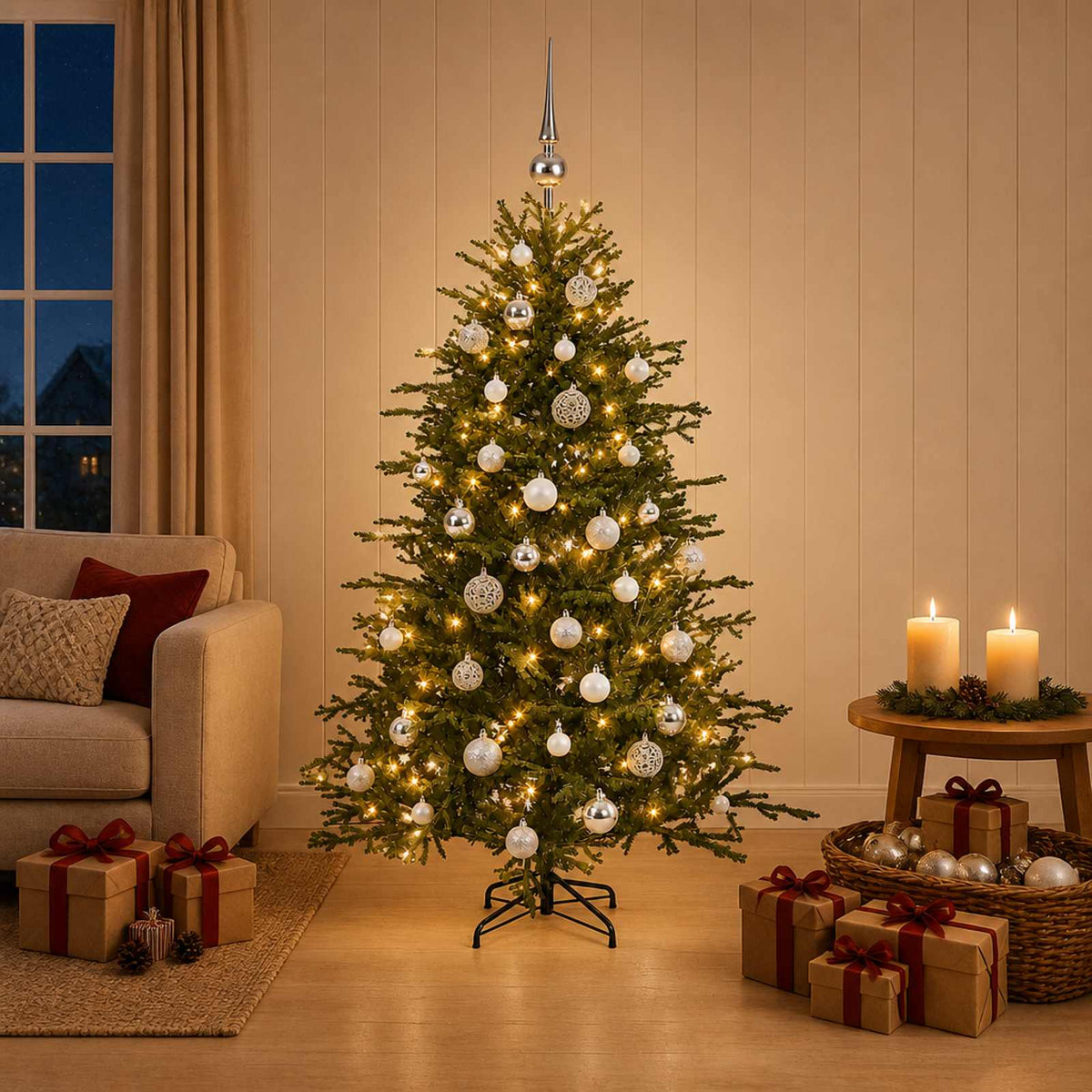 Dirbtinė kalėdinė eglutė su rutuliuku 120 cm 150 LED