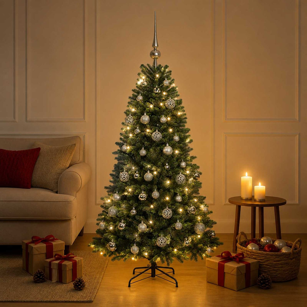 Dirbtinė Kalėdų eglutė su burbulais 120 cm 150 LED Šilta balta