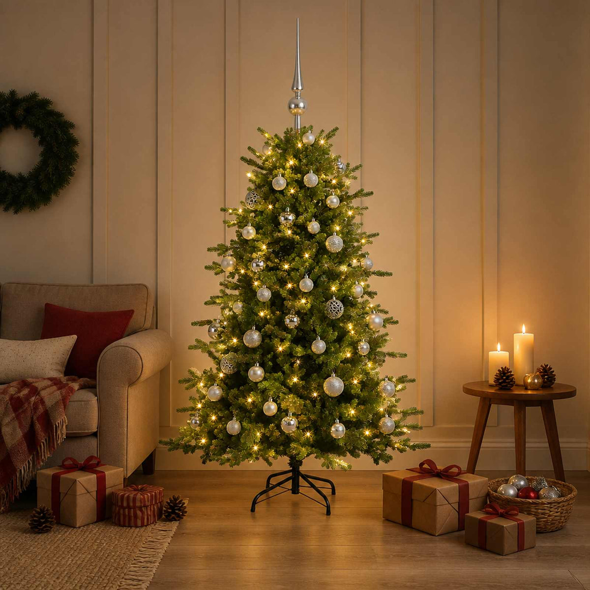 Dirbtinė kalėdinė eglutė su rutuliuku 150 cm 150 LED