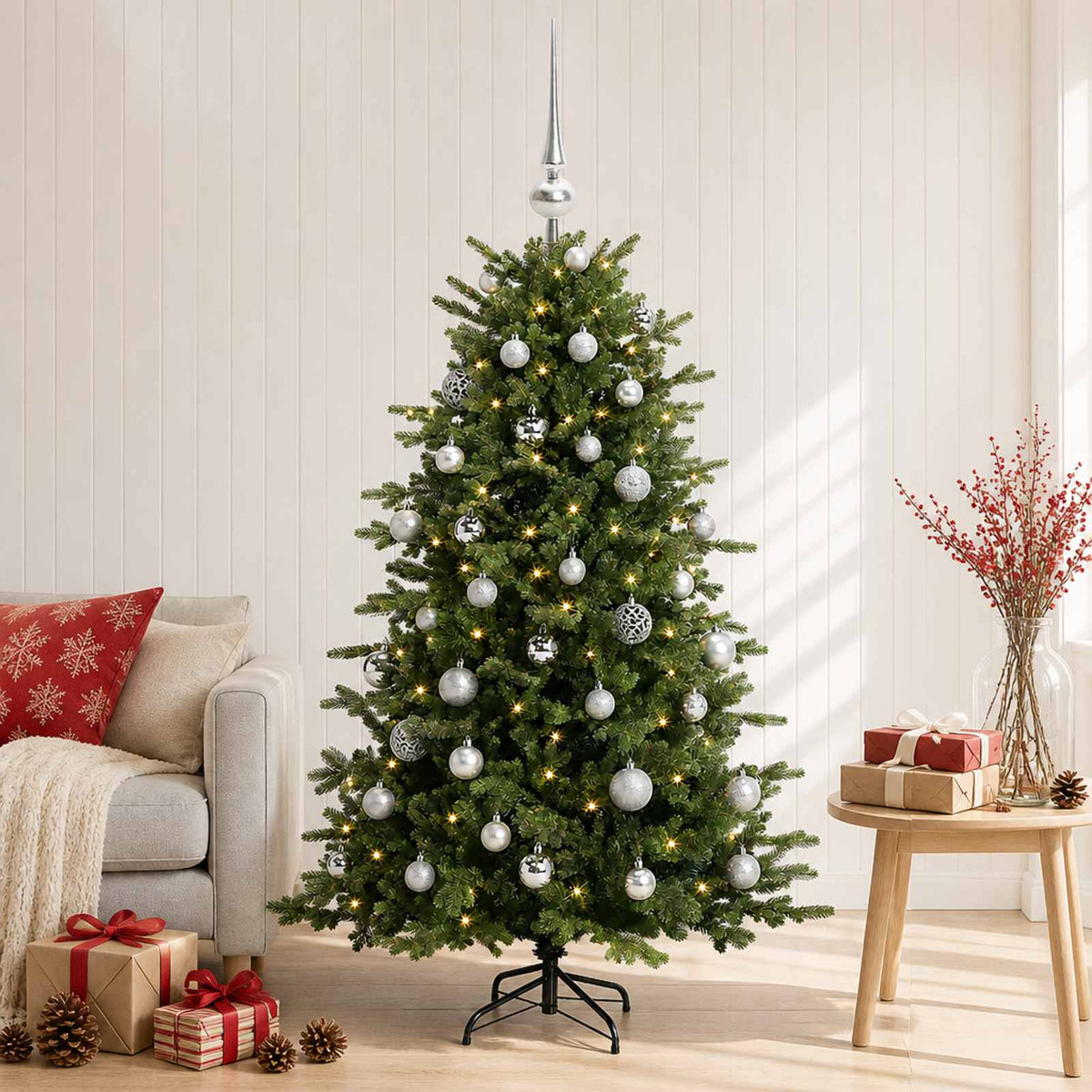 Dirbtinė kalėdinė eglutė su rutuliuku 150 cm 150 LED