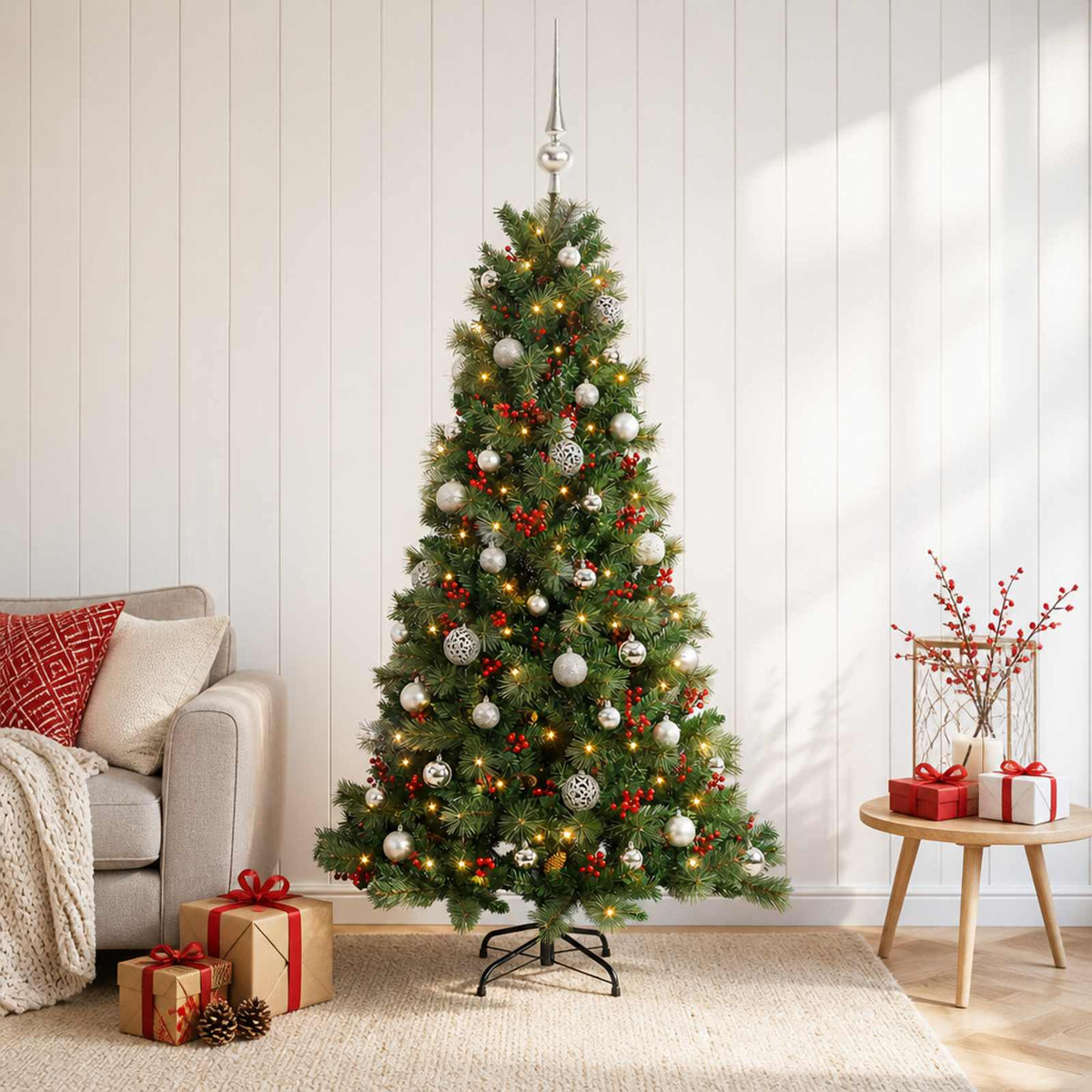 Dirbtinė kalėdinė eglutė su rutuliuku 120 cm 150 LED