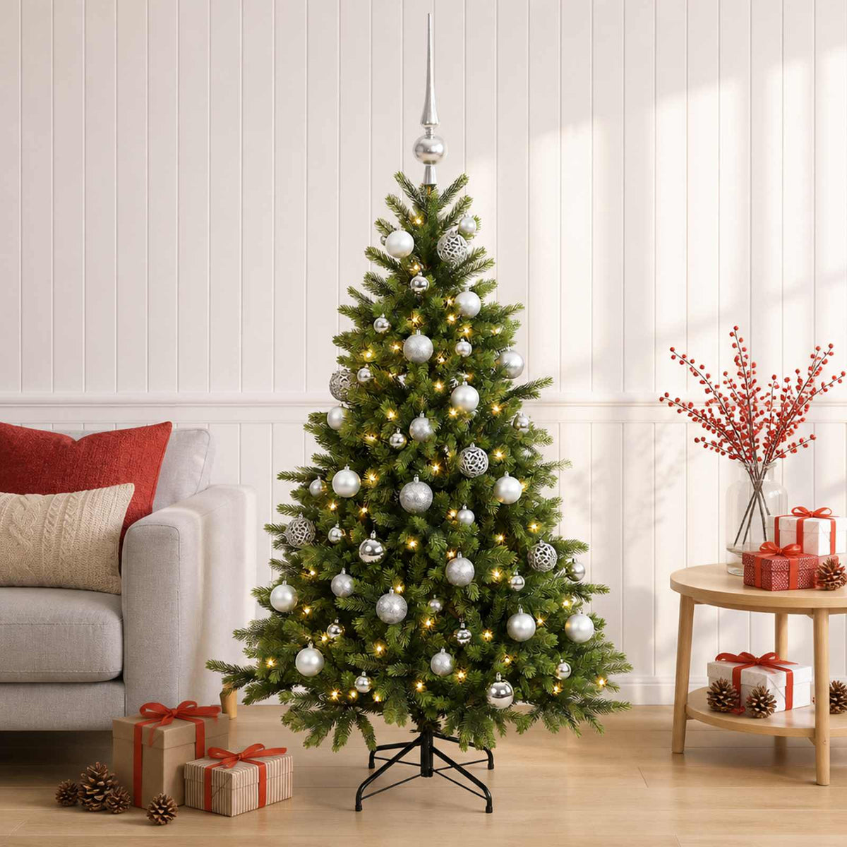 Dirbtinė kalėdinė eglutė su rutuliuku 120 cm 150 LED