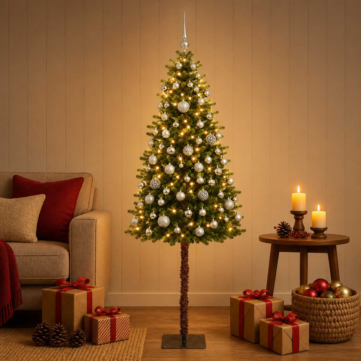 Dirbtinė Kalėdų eglutė su burbulais 120 cm 150 LED Šilta balta