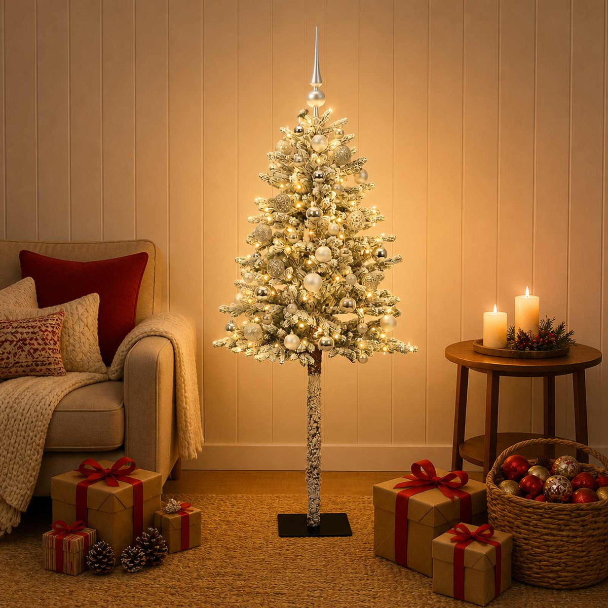 Dirbtinė Kalėdų eglutė su burbulais 120 cm 150 LED Šilta balta