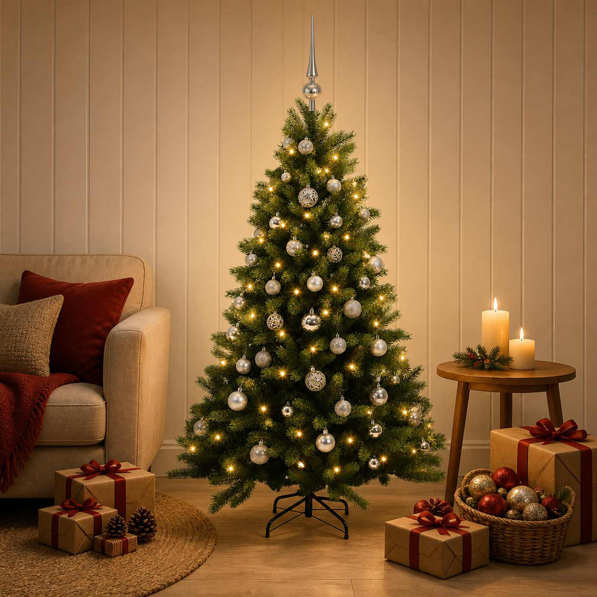 Dirbtinė Kalėdų eglutė su burbulais 120 cm 150 LED Šilta balta