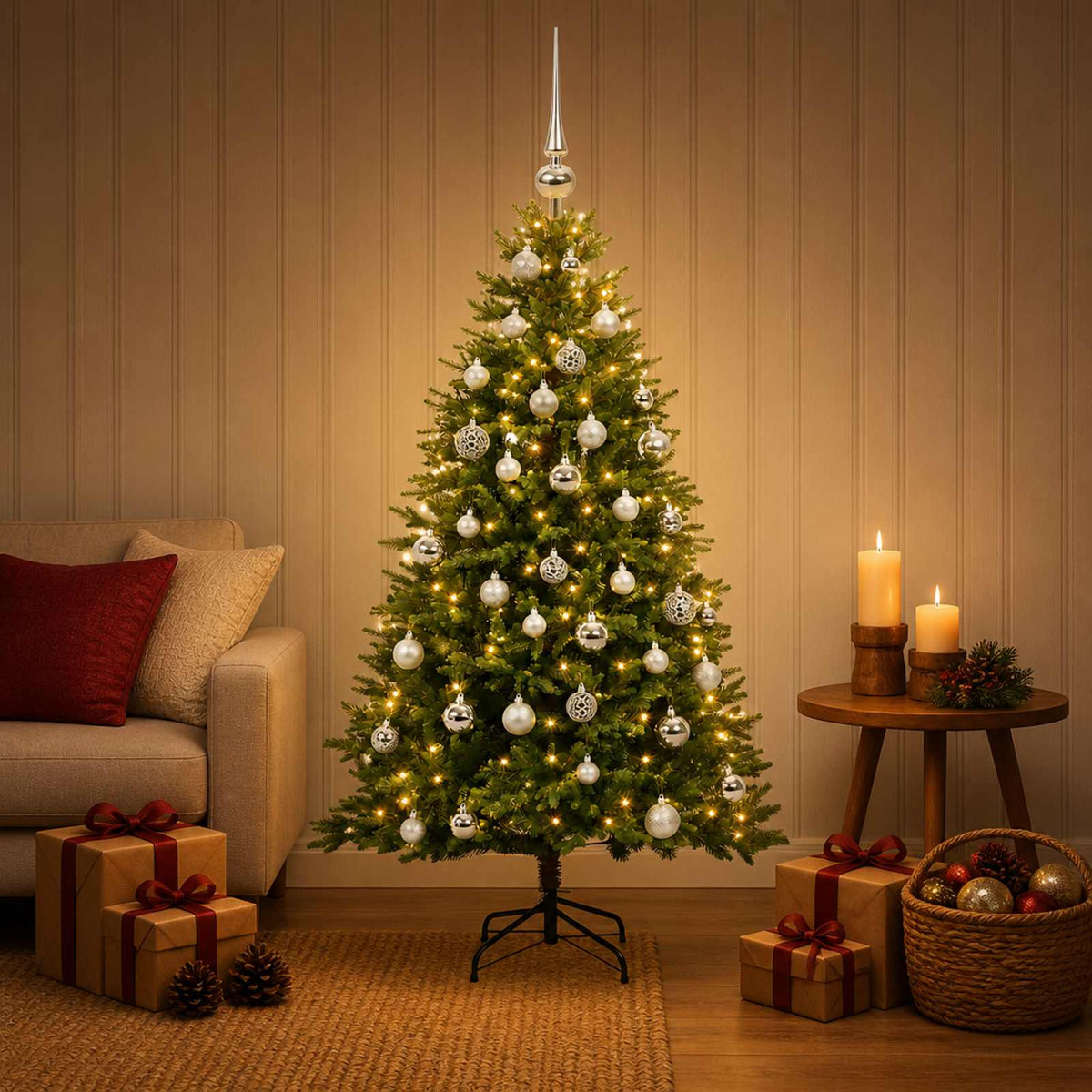 Dirbtinė Kalėdų eglutė su burbulais 120 cm 150 LED Šilta balta