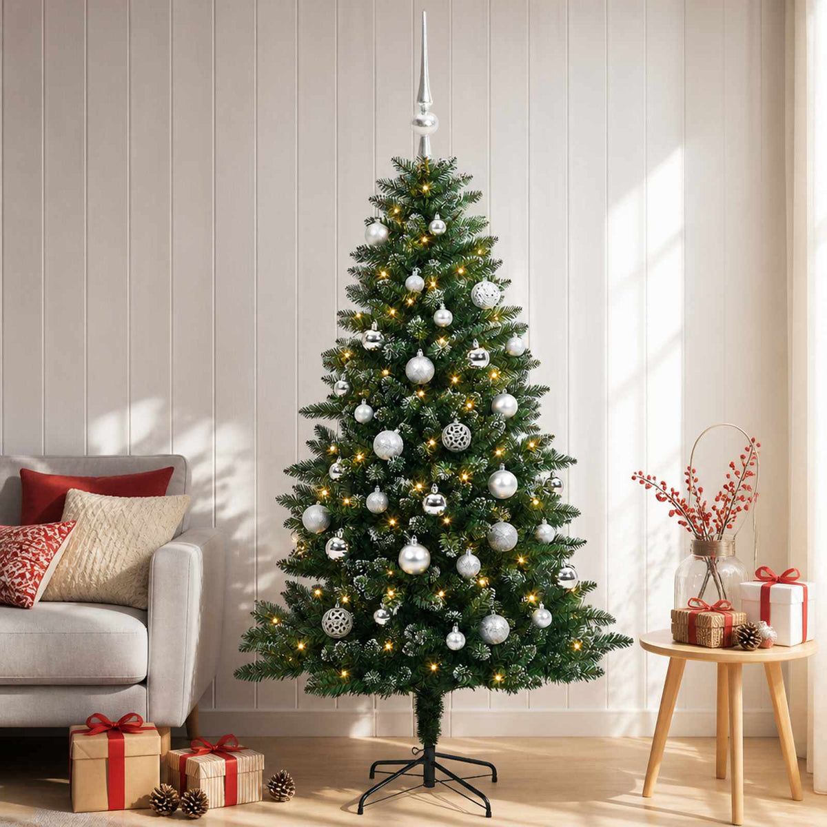 Dirbtinė Kalėdų eglutė su burbulais 120 cm 150 LED Šilta balta