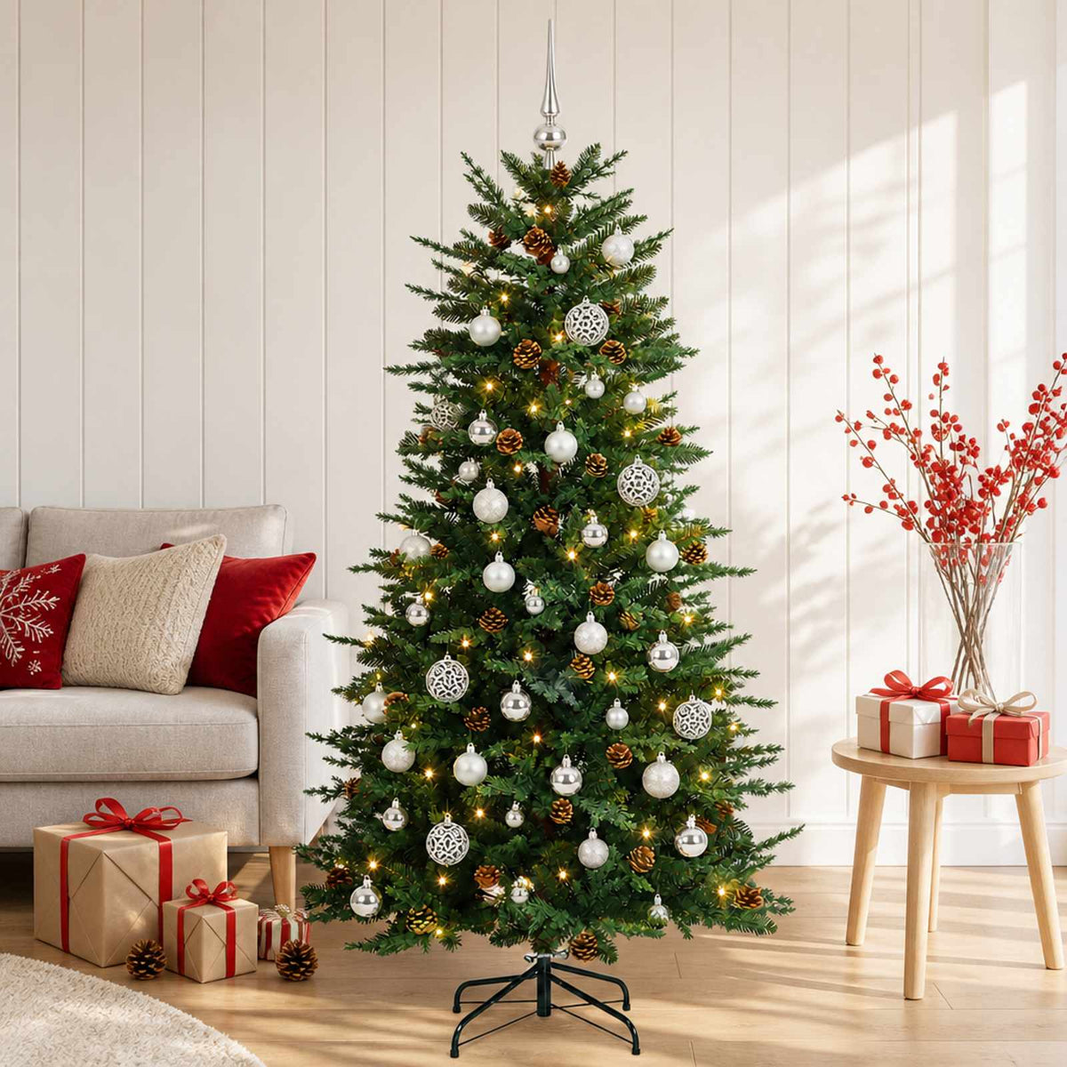 Dirbtinė kalėdinė eglutė su rutuliuku 150 cm 150 LED