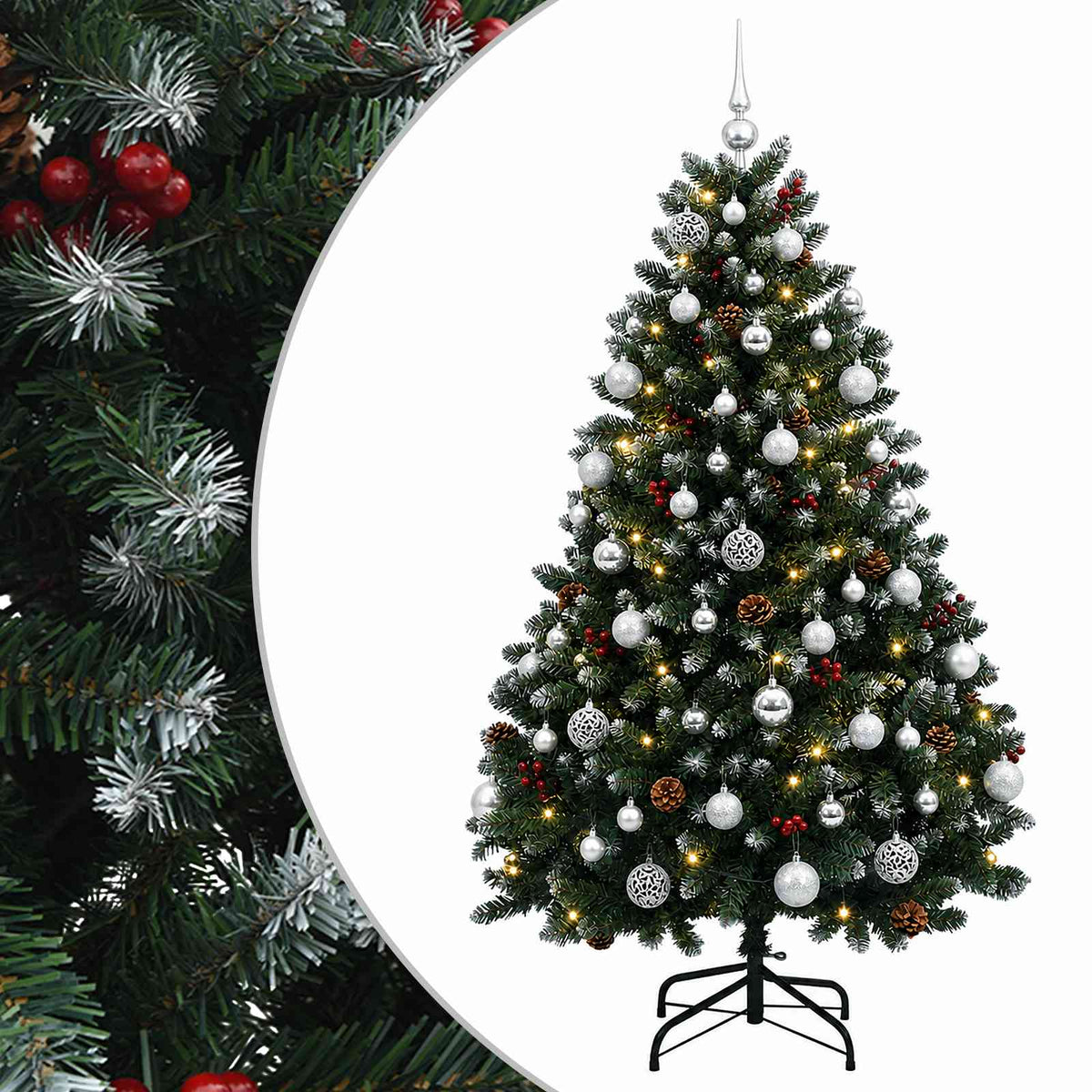Dirbtinė Kalėdų eglutė, žalia, su žaisliukais 120 cm 150 LED