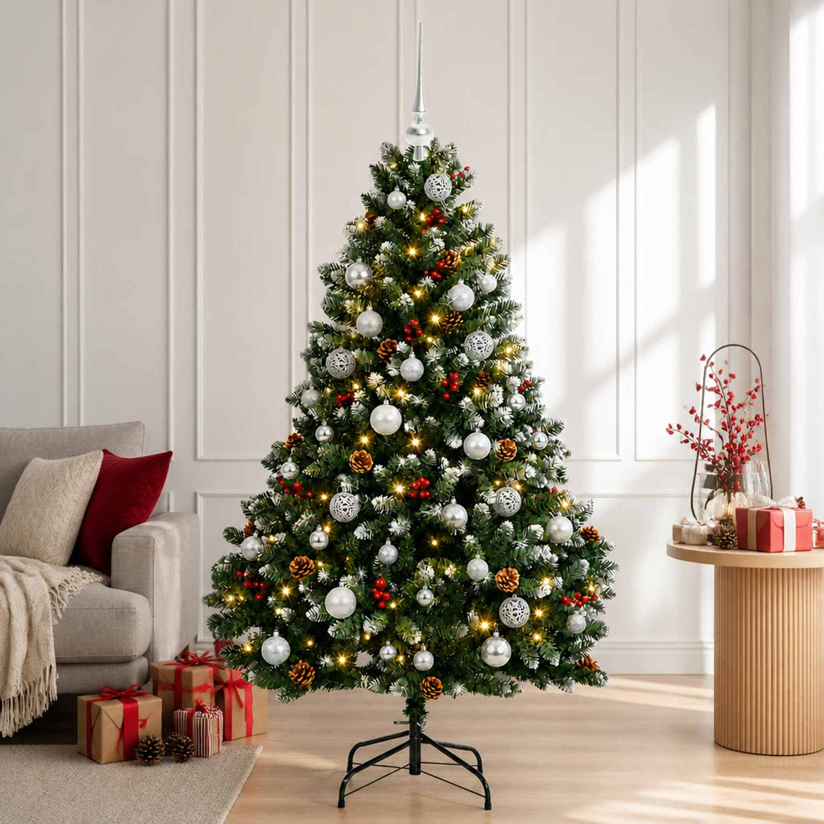 Dirbtinė žalia kalėdinė eglutė su žaisliuku 180 cm 300 LED