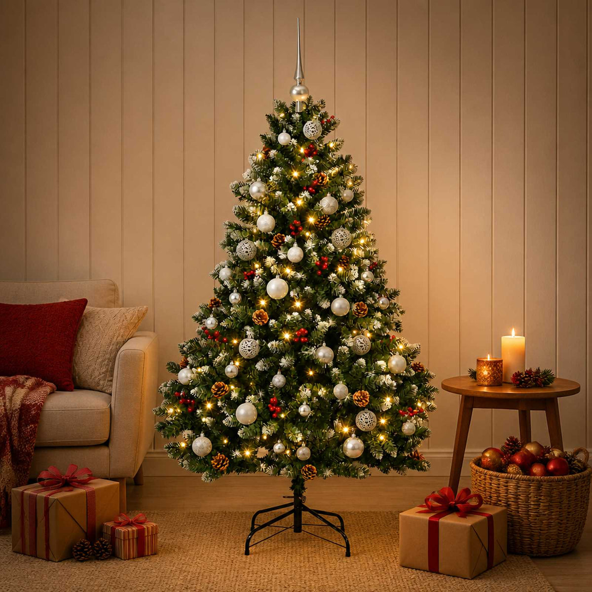 Dirbtinė žalia kalėdinė eglutė su žaisliuku 180 cm 300 LED